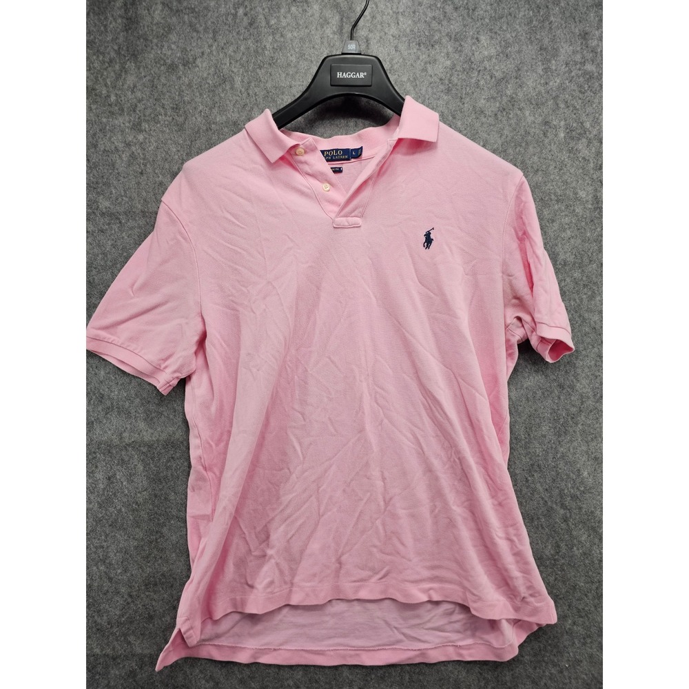 Polo Ralph Lauren Mens Pink Classic Fit Short Sleeve Pique Polo Shirt Large